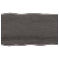 vidaXL Tafelblad natuurlijke rand 100x60x(2-4)cm eikenhout donkerbruin - thumbnail