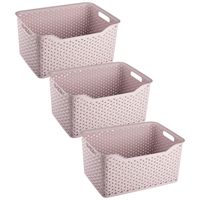 Opbergmand/kastmandje - 3x stuks - 18 liter - roze - kunststof - 29 x 39 x 19 cm