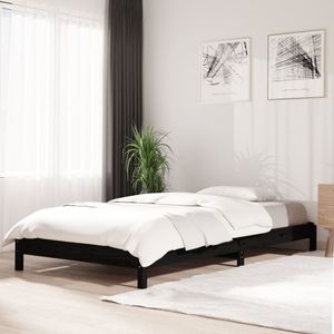 Bed stapelbaar 90x200 cm massief grenenhout zwart