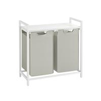 Wasmand met uittrekbare waszakken, Wit / 92 L (73 x 33 x 72 cm)