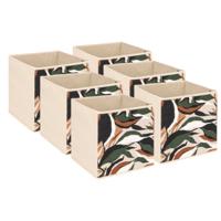 Opbergbox kastmand - 6x - beige/botanic - 31 x 31 x 31 cm - opbergers