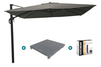 Nesling Coolfit zweefparasol PLUS 3x3 - antraciet - voet en hoes