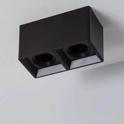 Plafondspot zwart &apos;Qubo&apos; vierkant modern led lamp 2x gu10