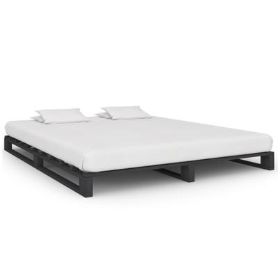 Bedframe pallet massief grenenhout grijs 160x200 cm