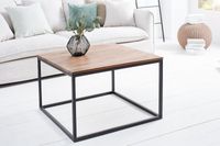 Design salontafel ELEMENTS 70cm Sheesham steenafwerking ijzeren frame zwart mat massief hout - 38603 - thumbnail
