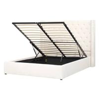 Beliani-LUBBON -Bed met opbergruimte-Crème wit-140 x 200 cm-Fluweel