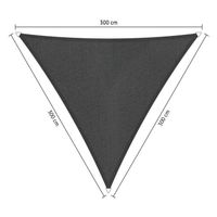 Shadow Comfort driehoek 3x3x3m Carbon Black met Bevestigingsset
