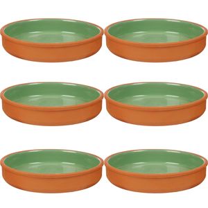 6x stuks tapas/hapjes serveren/oven schaal terracotta/groen 23 x 4 cm