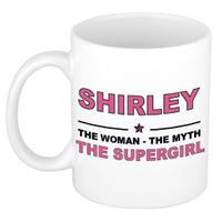 Naam cadeau mok/ beker Shirley The woman, The myth the supergirl 300 ml   -