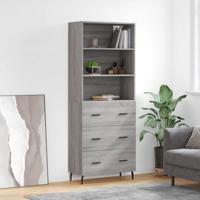 Hoge kast 69,5x34x180 cm bewerkt hout grijs sonoma eikenkleurig