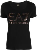 Ea7 Emporio Armani t-shirt métallisé à logo imprimé - Noir