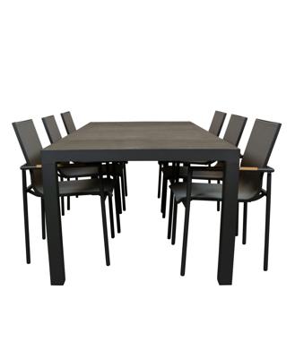 Qopps Levas tuintafel met Tulsi stapelbare tuinstoel