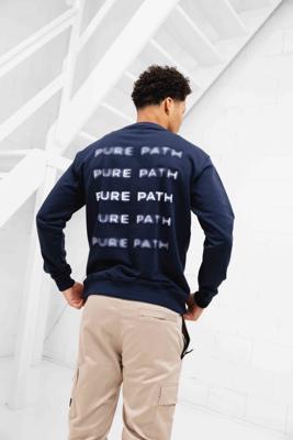 Pure Path Blurred Wordmark Sweater Heren Donkerblauw - Maat M - Kleur: Donkerblauw | Soccerfanshop
