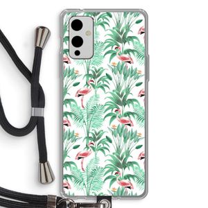 Flamingo bladeren: OnePlus 9 Transparant Hoesje met koord