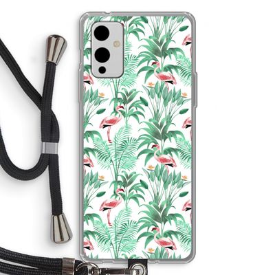 Flamingo bladeren: OnePlus 9 Transparant Hoesje met koord