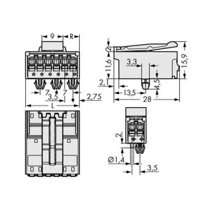 WAGO 2091-1528/020-000 Male behuizing (board) 2091 Totaal aantal polen: 8 Rastermaat: 3.50 mm Inhoud: 100 stuk(s)