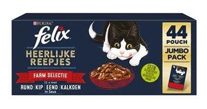 Felix heerlijke reepjes farm selectie rund / kip / eend / kalkoen (44X80 GR)