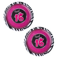 24x stuks Sweet 16 feest thema party kartonnen gebak/taart bordjes 23 cm