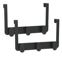 Gerimport Deurkapstok - 2x - 3 ophang haken - zwart - metaal - ruimtebesparend