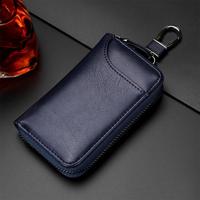 9105 taille opknoping grote capaciteit rits lederen sleutels houder zak multi-functie portemonnee (blauw)
