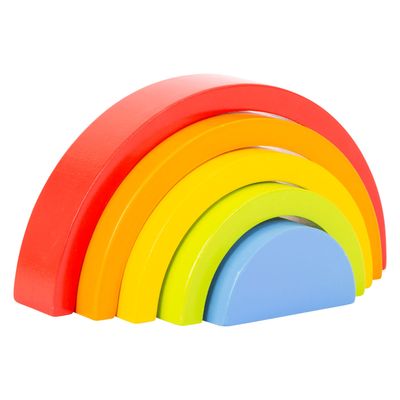 Small Foot houten bouwblokken regenboog, 5dlg.