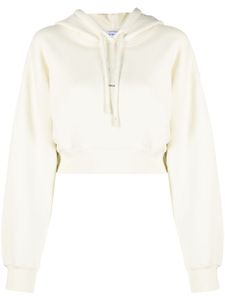 Off-White hoodie crop à ornements de perles artificielles - Blanc