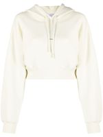 Off-White hoodie crop à ornements de perles artificielles - Blanc