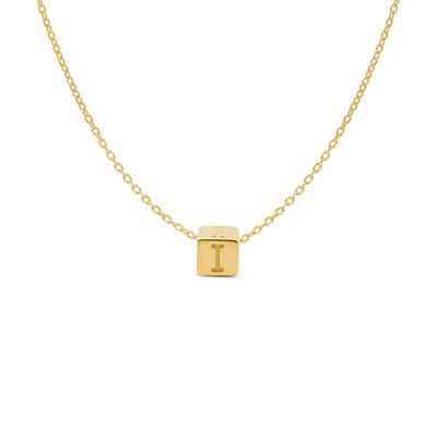 Minimalistische letter ketting cube - 14K GOUD - Goud - I