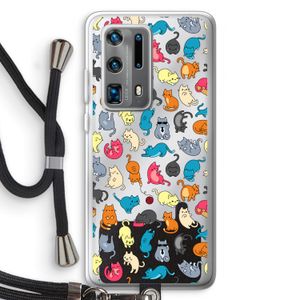 Kleurrijke katten: Huawei P40 Pro Plus Transparant Hoesje met koord