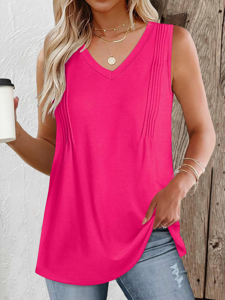 V Neck Casual Plain Loose Tank Top