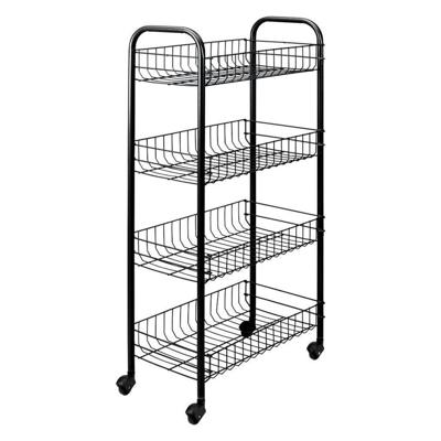 Tomado-Metaltex keuken/badkamer opbergtrolley pisa met 4 manden zwart