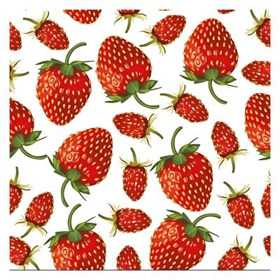 Servetten aardbeien print - 20x st - 33 x 33 cm - 3-laags papier - zomer thema - fruit