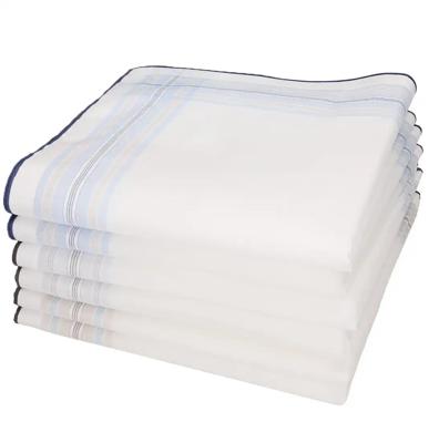 6 stuks - Heren zakdoeken - White Blue - Luxe katoenen zakdoeken met satijn