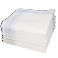 6 stuks - Heren zakdoeken - White Blue - Luxe katoenen zakdoeken met satijn