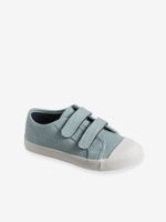 Stoffen sneakers met klittenband voor kinderen hemelsblauw - thumbnail