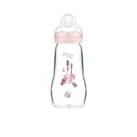 MAM-glazen fles - 260 ml - 0 tot 6 maanden - Speenstroom 2 - Roze