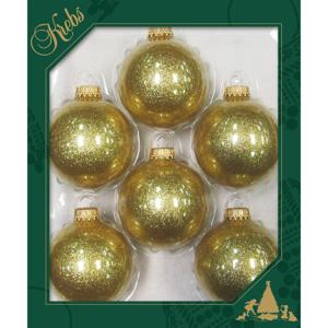 Kerstballen - 8x st - goud sparkle - 7 cm - glas - kerstversiering