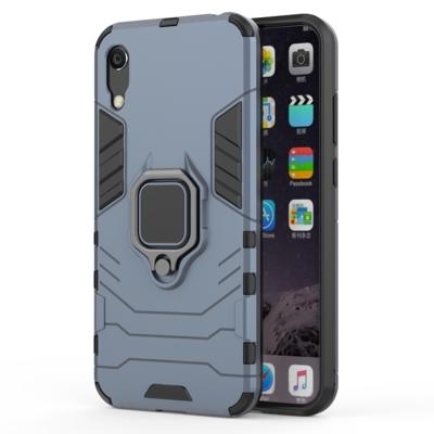 PC + TPU schokbestendige beschermhoes met magnetische ring houder voor Huawei Honor 8A/Y6 Pro 2019 (Navy blauw)