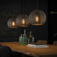 Hanglamp Goran 3-lamps - Zwart bruin - thumbnail