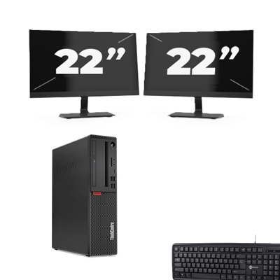 Lenovo ThinkCentre M720s SFF - Intel Core i7-9e Generatie - 8GB RAM - 256GB SSD - Windows 11 + 2x 22 inch Monitor