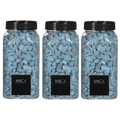 3x Decoratie/hobby steentjes licht blauw 650 ml
