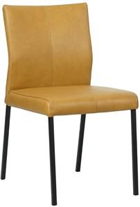 Cognac leren moderne eetkamerstoel Basic - poot vierkant zwart - Granada leer Amber (cognac leer)