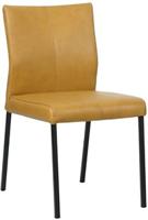 Cognac leren moderne eetkamerstoel Basic - poot vierkant zwart - Granada leer Amber (cognac leer)