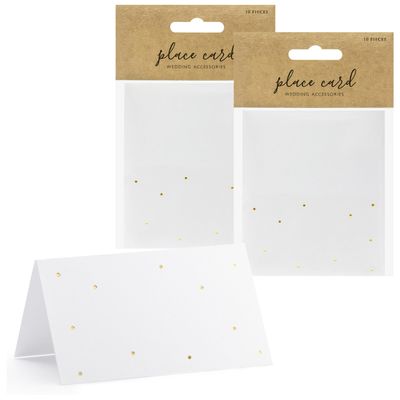Naamkaartjes/plaatskaartjes Stippen - Bruiloft - wit/goud - 20x stuks - 10 x 6 cm