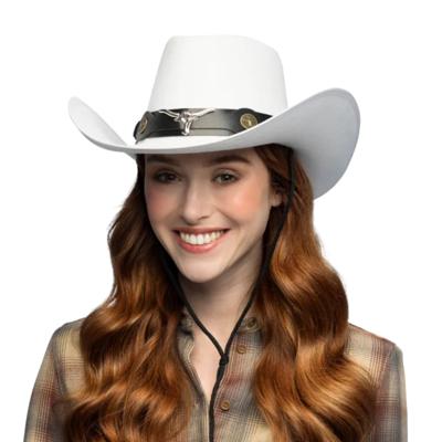 Carnaval Cowboy hoed Wyatt - wit- volwassenen - Western - themafeest