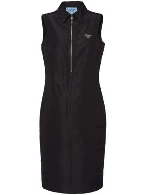 Prada robe mi-longue à col montant zippé - Noir