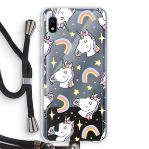 Rainbow Unicorn: Samsung Galaxy A10 Transparant Hoesje met koord