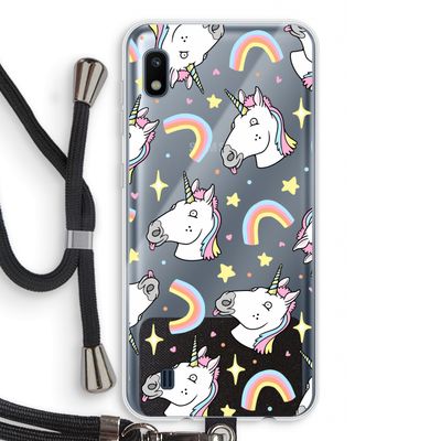 Rainbow Unicorn: Samsung Galaxy A10 Transparant Hoesje met koord