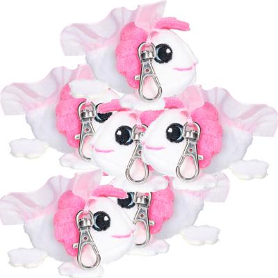 Nature Planet Knuffeldier axelotl sleutelhanger - 6x - zachte pluche stof - veel details - wit - 6 c Nature Planet Knuffeldier axelotl sleutelhanger - 6x - zachte pluche stof - veel details - wit - 6 c