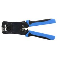 RJ45 strip-knip-krimptang met sperinrichting voor het aanknijpen van stekkertjes elektromonteurs
